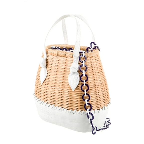 Pamela Munson Bucket BagNeutrals StrawColorblock - Picture 6 of 7